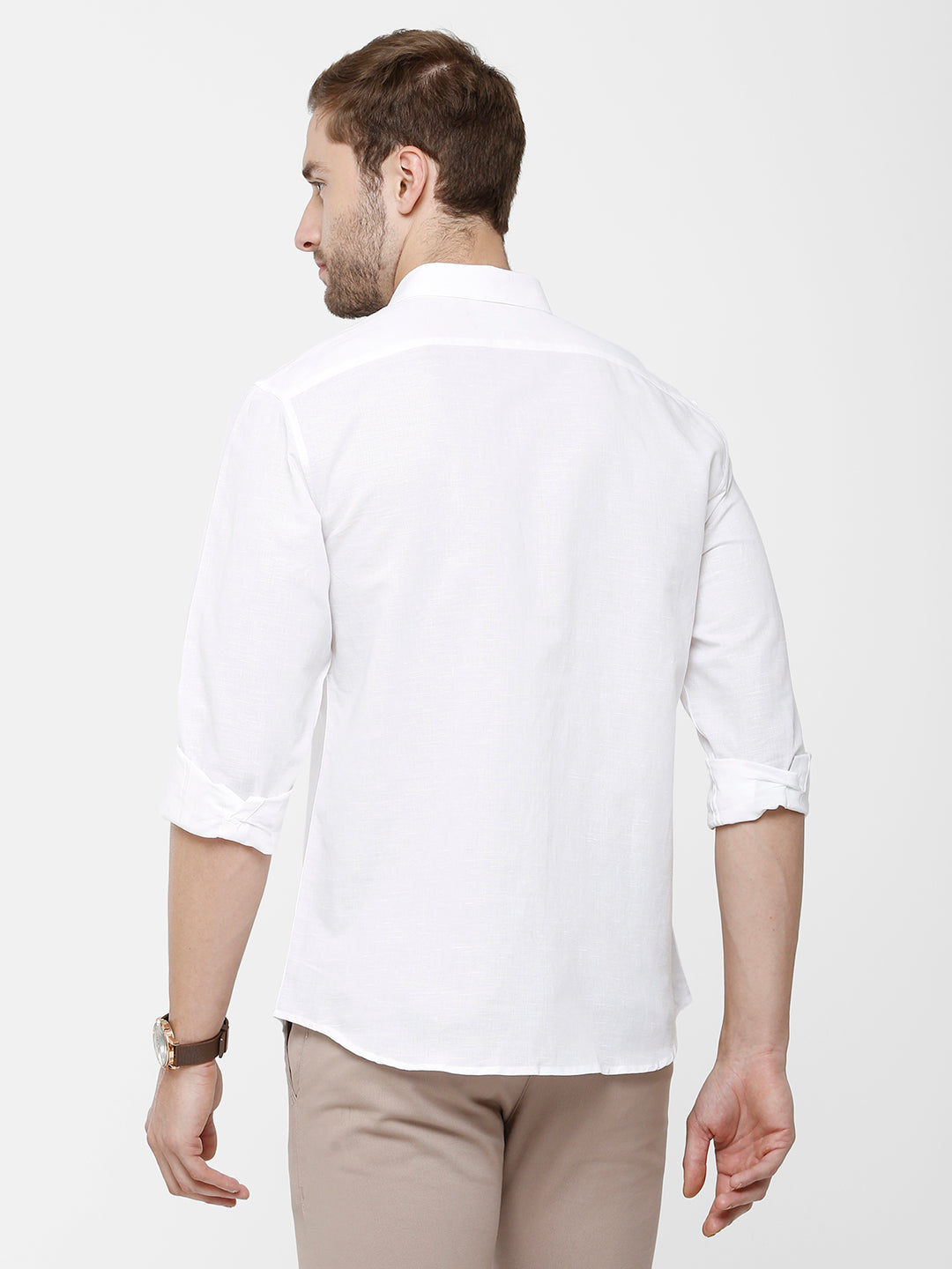 Classic Polo Mens Solid Full Sleeve Milano Fit Full Sleeve Woven Shirt -Mica White FS