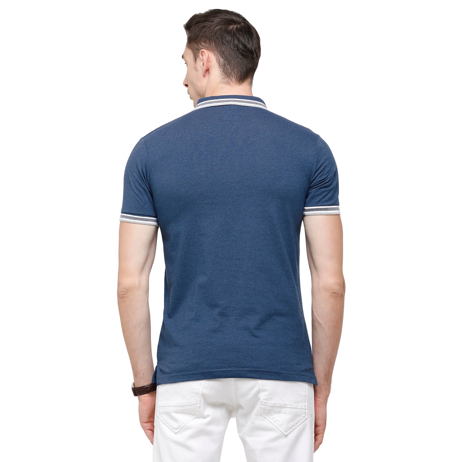 Classic Polo Men's Indigo Blue Sporty Polo Half Sleeve Slim Fit T-Shirt | Pristo - Denim Mel
