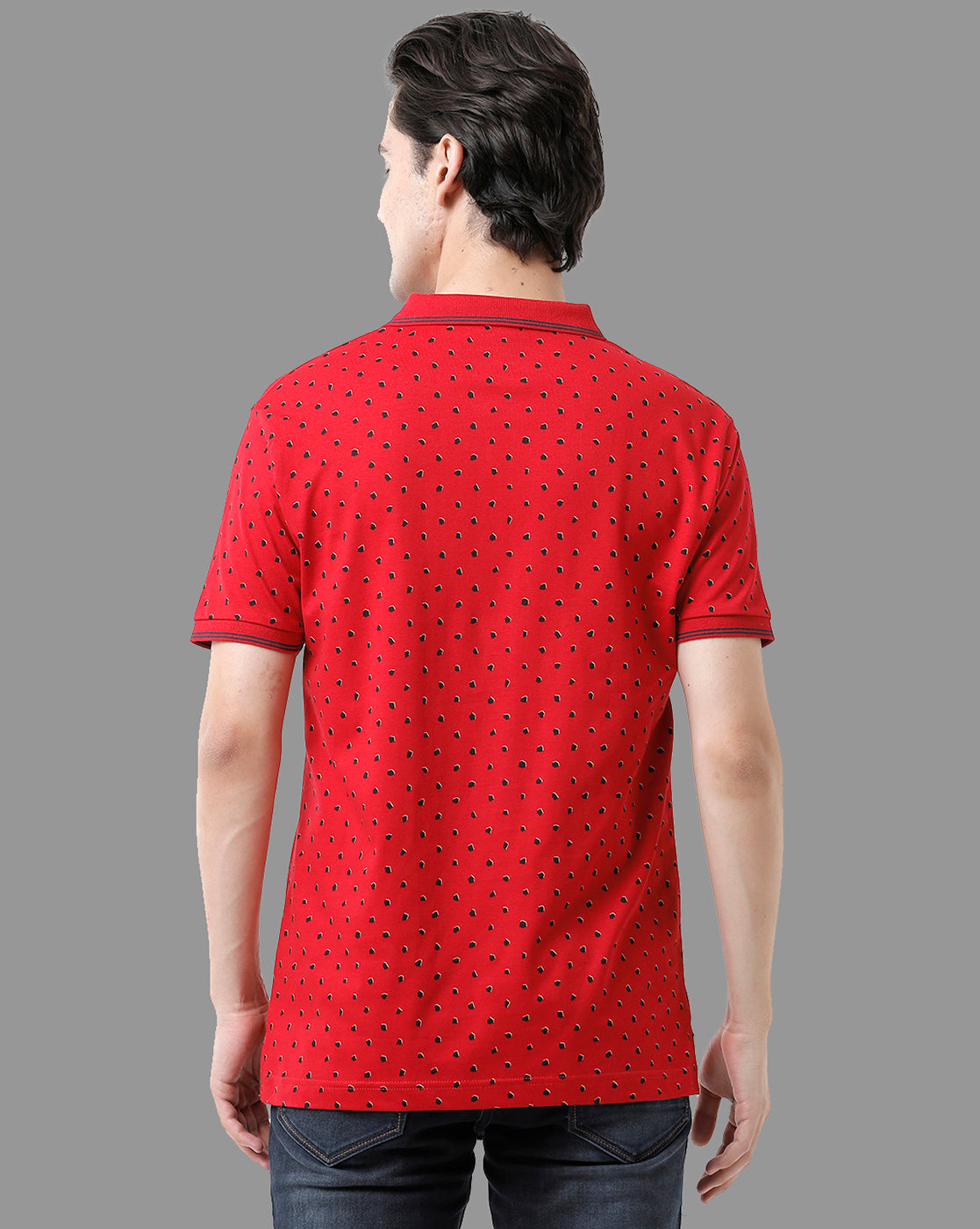 Classic Polo Mens Cotton Half Sleeve Printed Slim Fit Polo Neck Red Color T-Shirt | Bello - 181 A