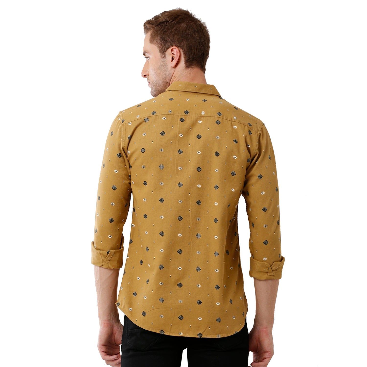 Swiss Club Mens Printed Full Sleeve Slim Fit Yellow Color Woven Shirt -SC 124 A Swiss Club 