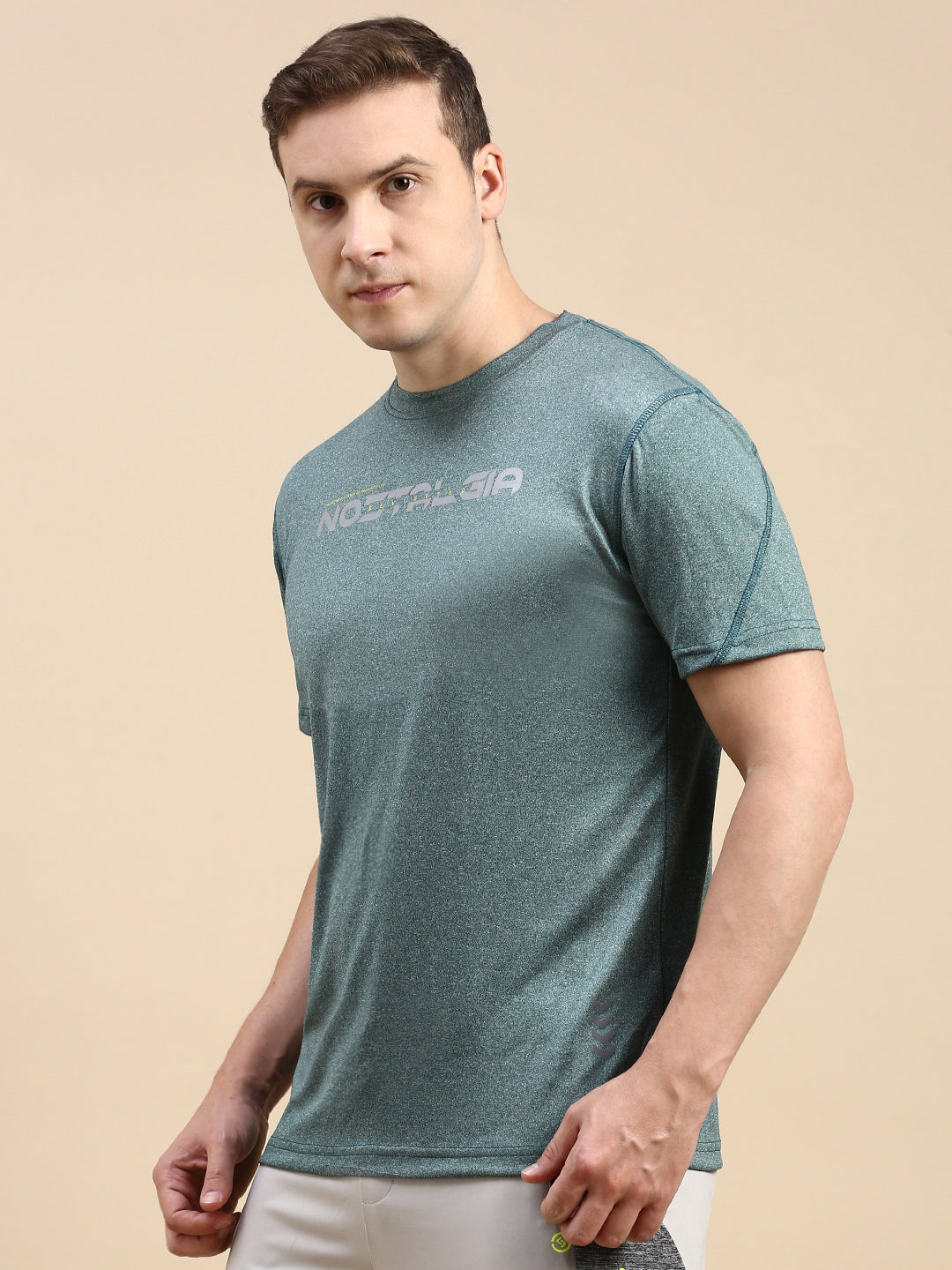 Classic Polo Men's Round Neck Polyster Green Slim Fit Active Wear T-Shirt