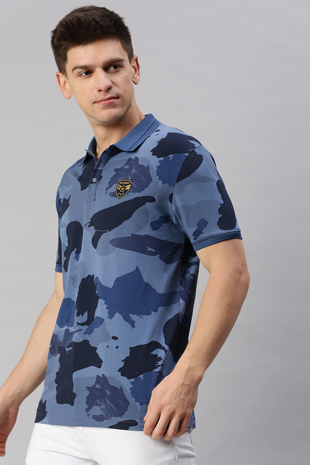 CP BRO Men's Cotton Half Sleeve Printed Slim Fit Polo Neck Multicolor T-Shirt | Brp - 371 B