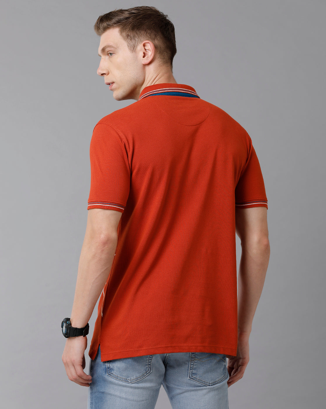 Classic Polo Men's Cotton Printed Half Sleeve Slim Fit Polo Neck Red Color T-Shirt | HS-PRM - 01 B