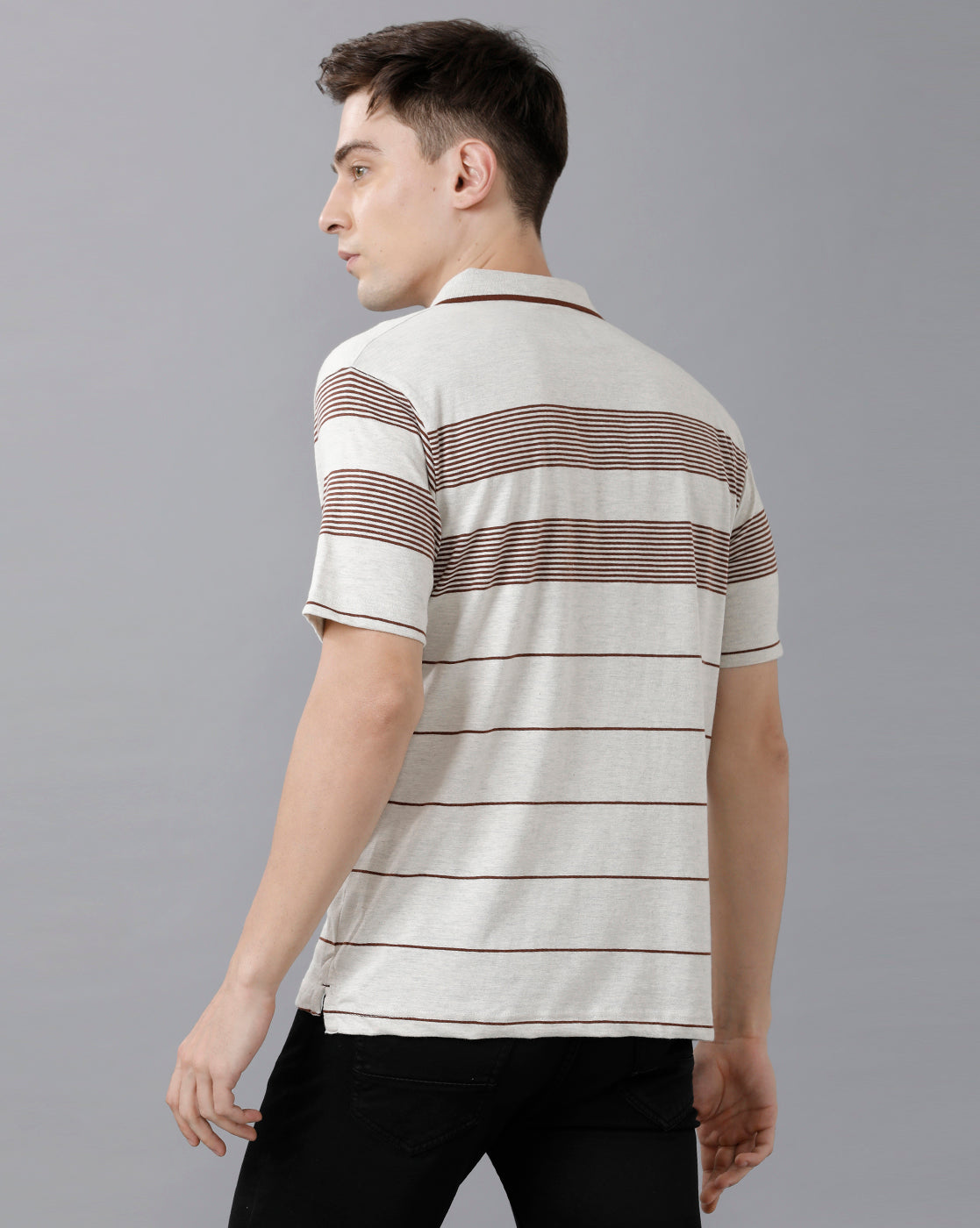 Classic Polo Mens Cotton Blend Striped Half Sleeve Authentic Fit Polo Neck Multicolor T-Shirt | Mel 217 B