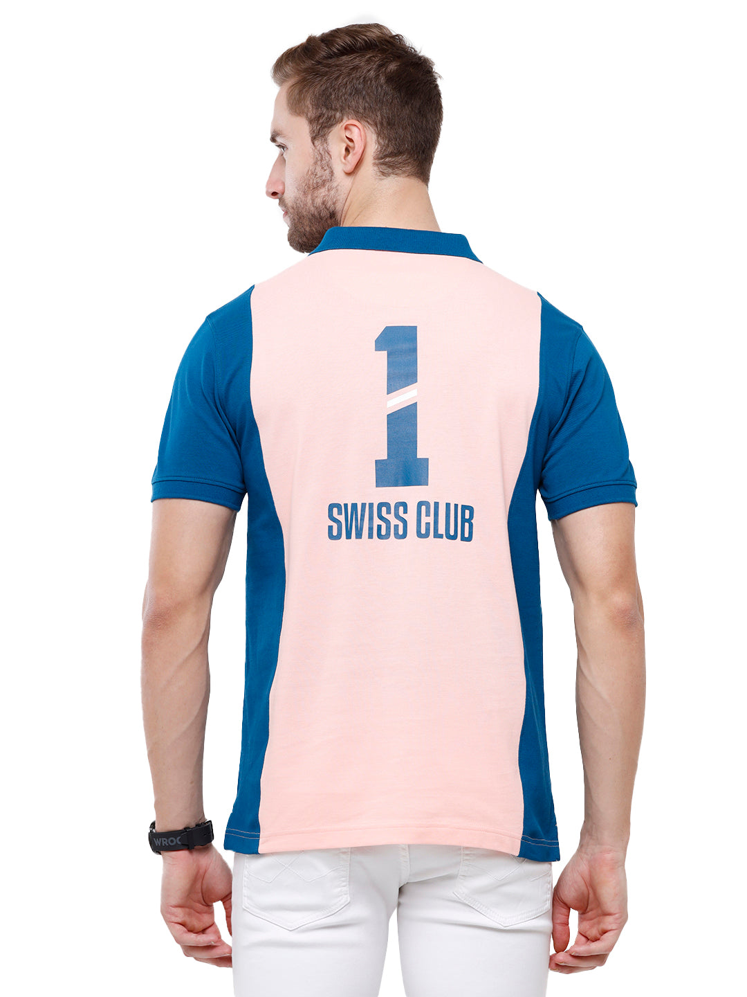Swiss Club Mens Color Block Slim Fit Half Sleeve Polo Neck T-Shirt (STAG - 210 B SF P) T-shirt Swiss Club 
