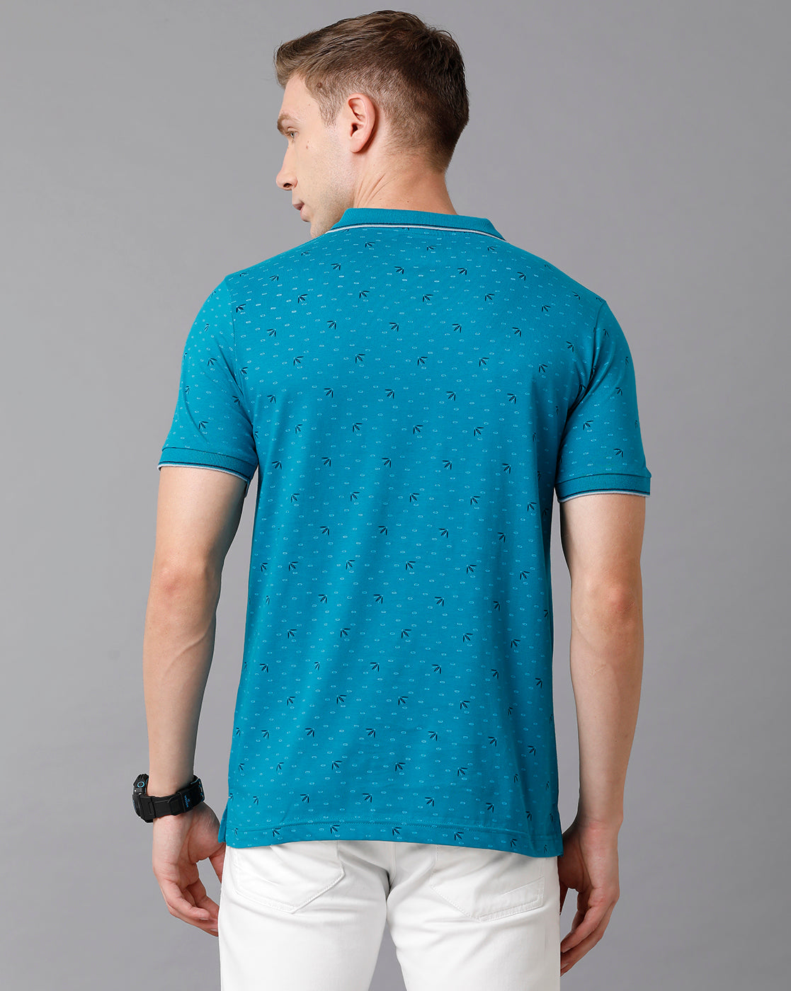 Classic Polo Men's Cotton Printed Slim Fit Blue T-Shirt | Bello - 180 B