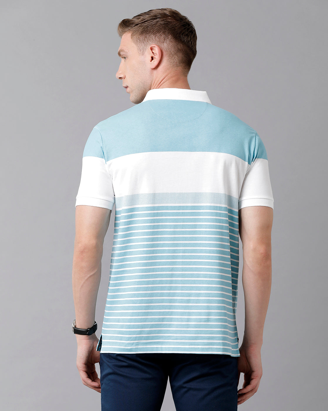 Classic Polo Men's Cotton Striped Half Sleeve Slim Fit Polo Neck Multicolor T-Shirt | Prm - 705 A