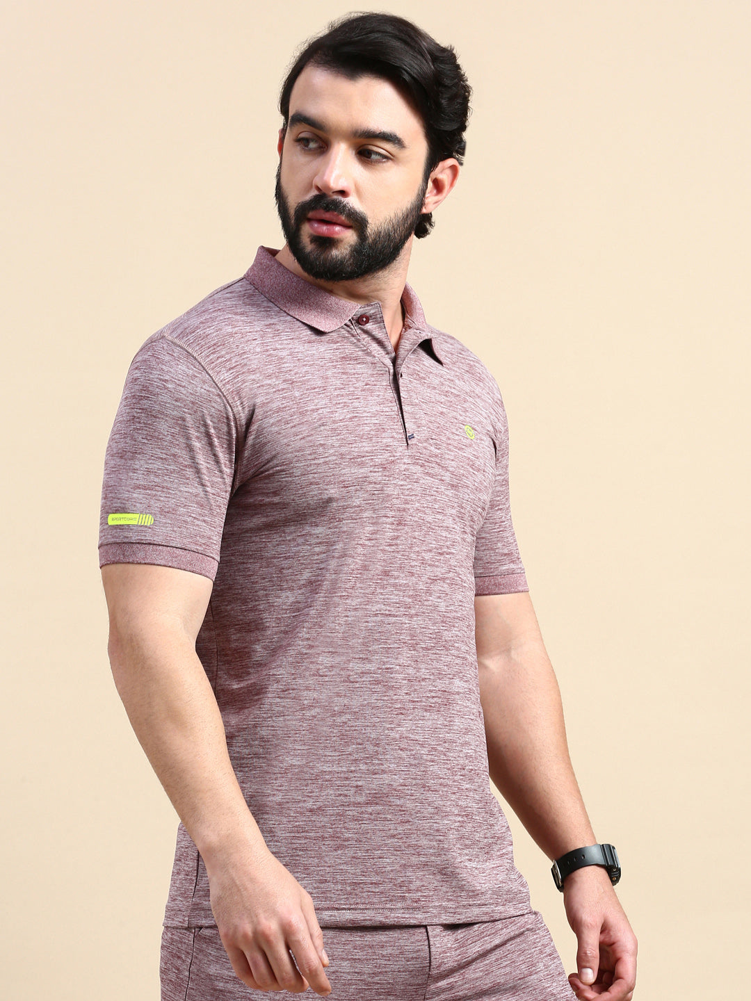 Classic Polo Men's Polo Neck Polyester Brown Slim Fit Active Wear T-Shirt | GENX-POLO-02D SF P