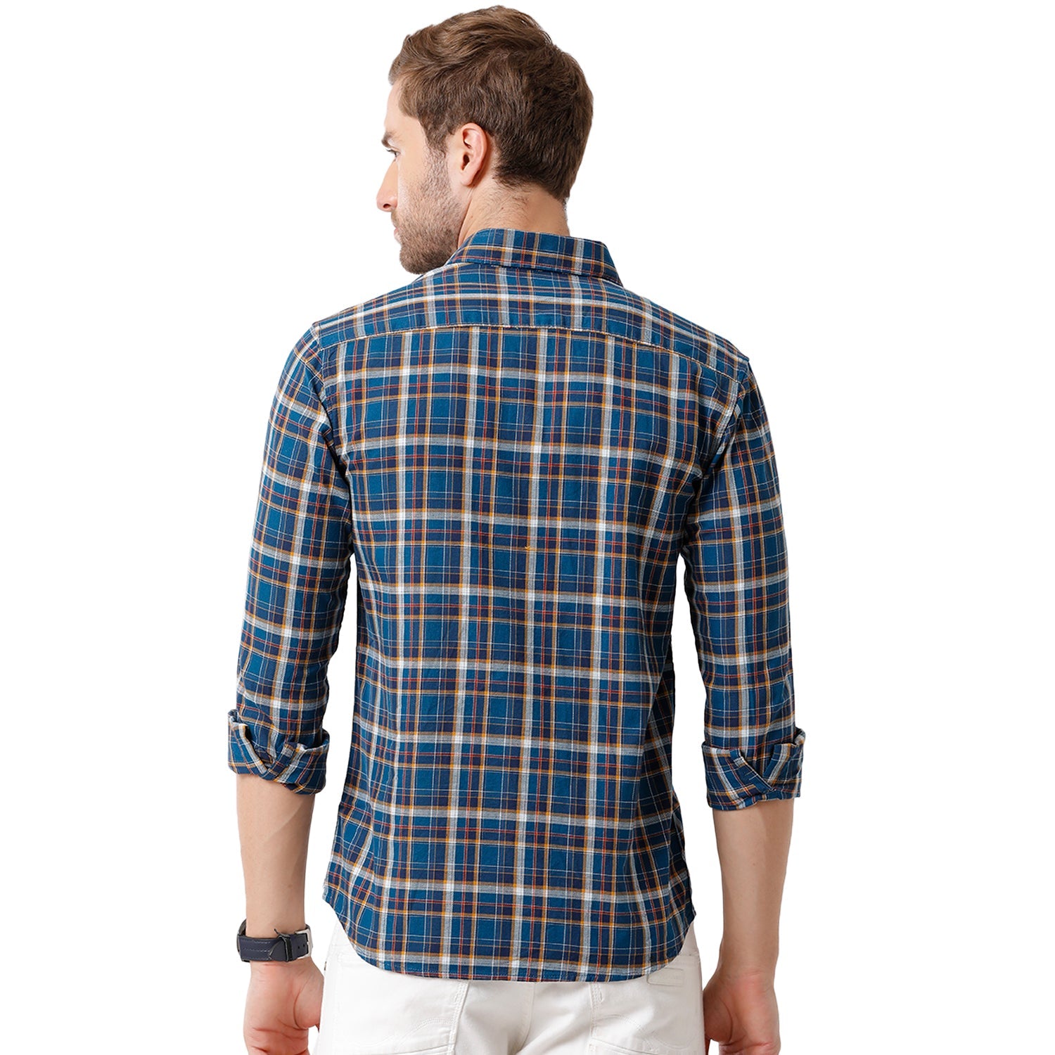 Swiss Club Mens Blue Color Slim Fit Full Sleeve Shirt - S-SC-95 A-FS-CHK-SF Shirts Swiss Club 