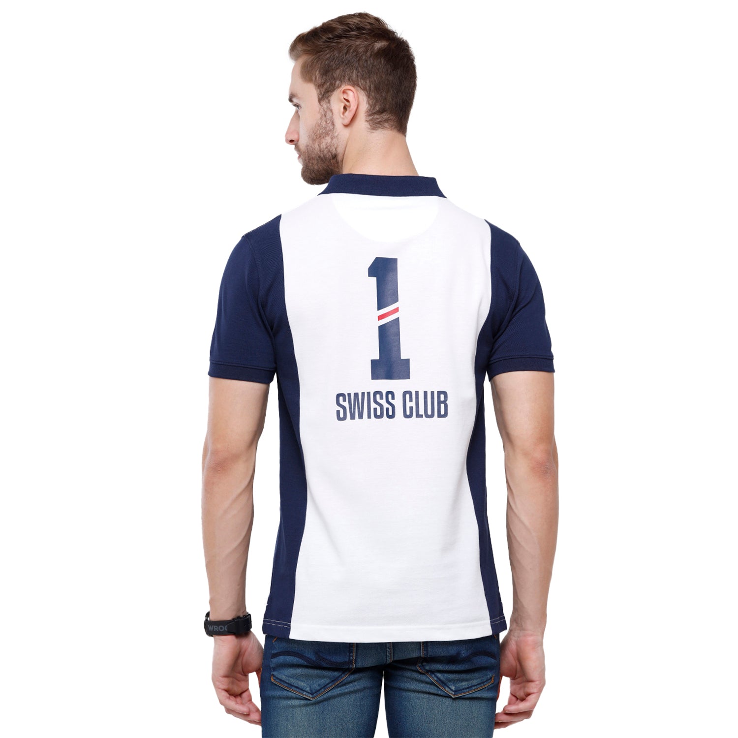 Swiss Club Mens Color Block Slim Fit Half Sleeve Polo Neck T-Shirt (STAG - 210 A SF P) T-shirt Swiss Club 