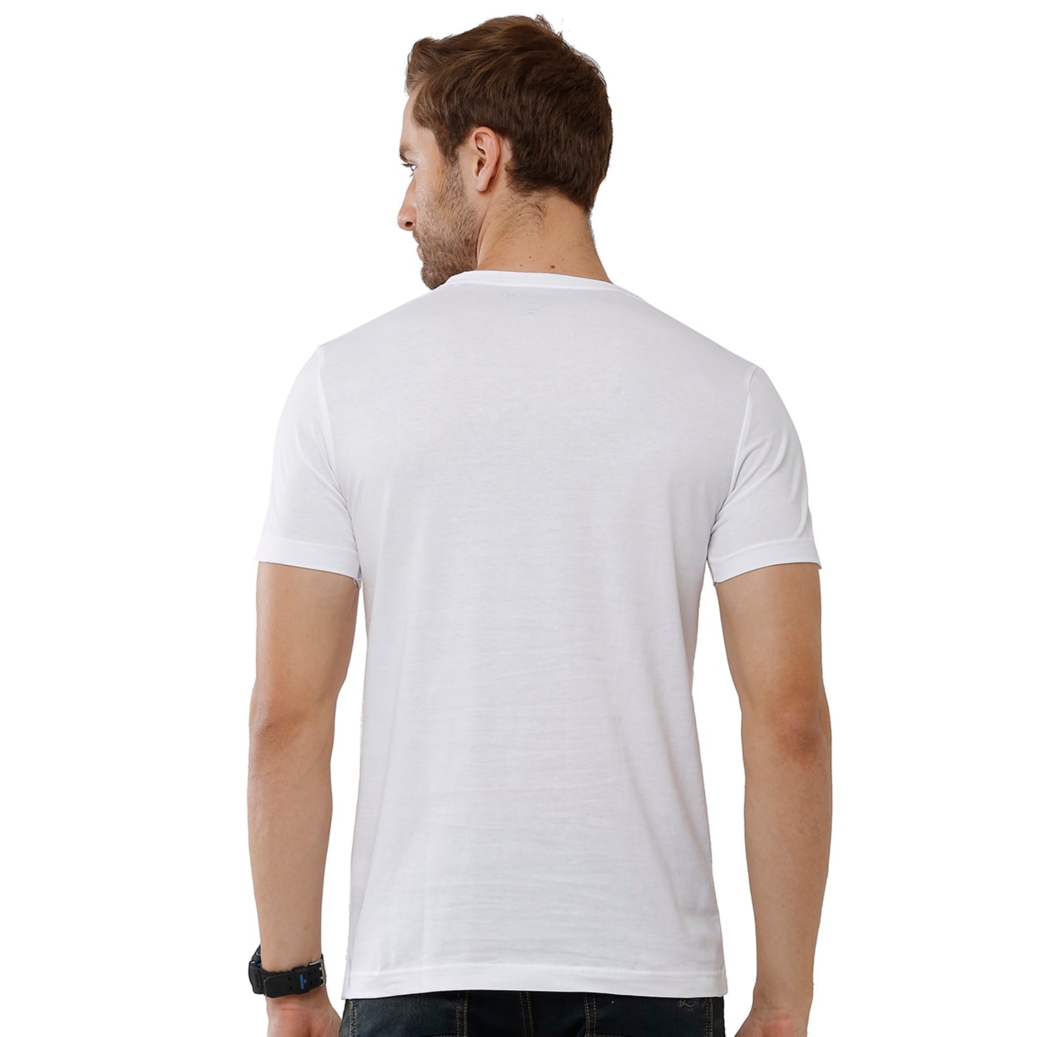 Classic Polo Men's Solid Single Jersey White Half Sleeve Slim Fit T-Shirt - Kore-01 T-shirt Classic Polo 