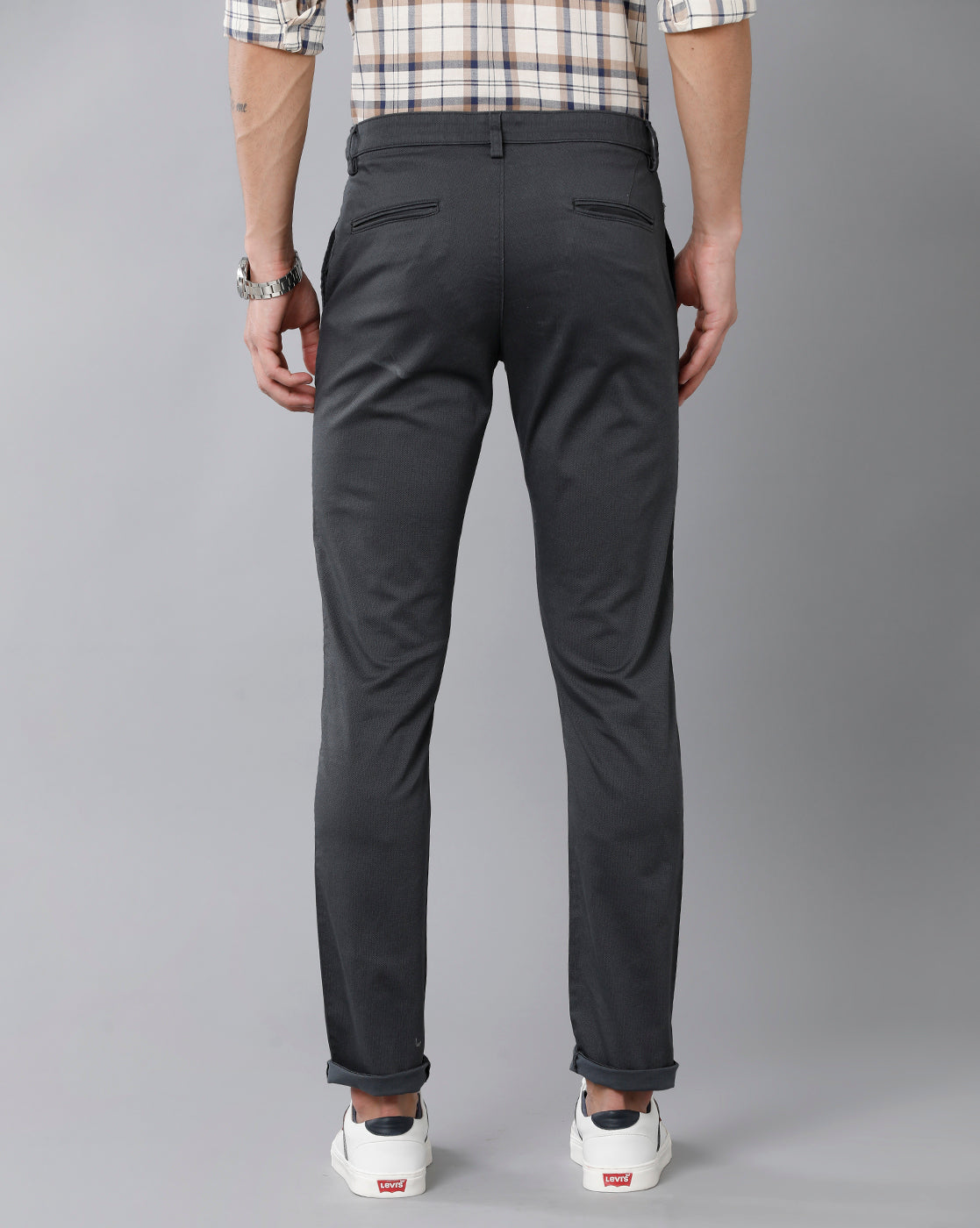 Classic Polo Men's 100% Cotton Moderate Fit Solid Grey Color Trouser | TO1-36 C-GRY