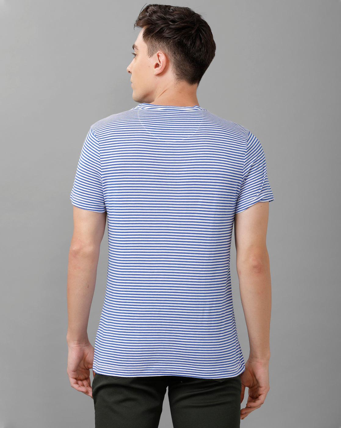 CP BRO Men's Cotton Striped Half Sleeve Slim Fit Round Neck Blue Color T-Shirt | Brcn 498