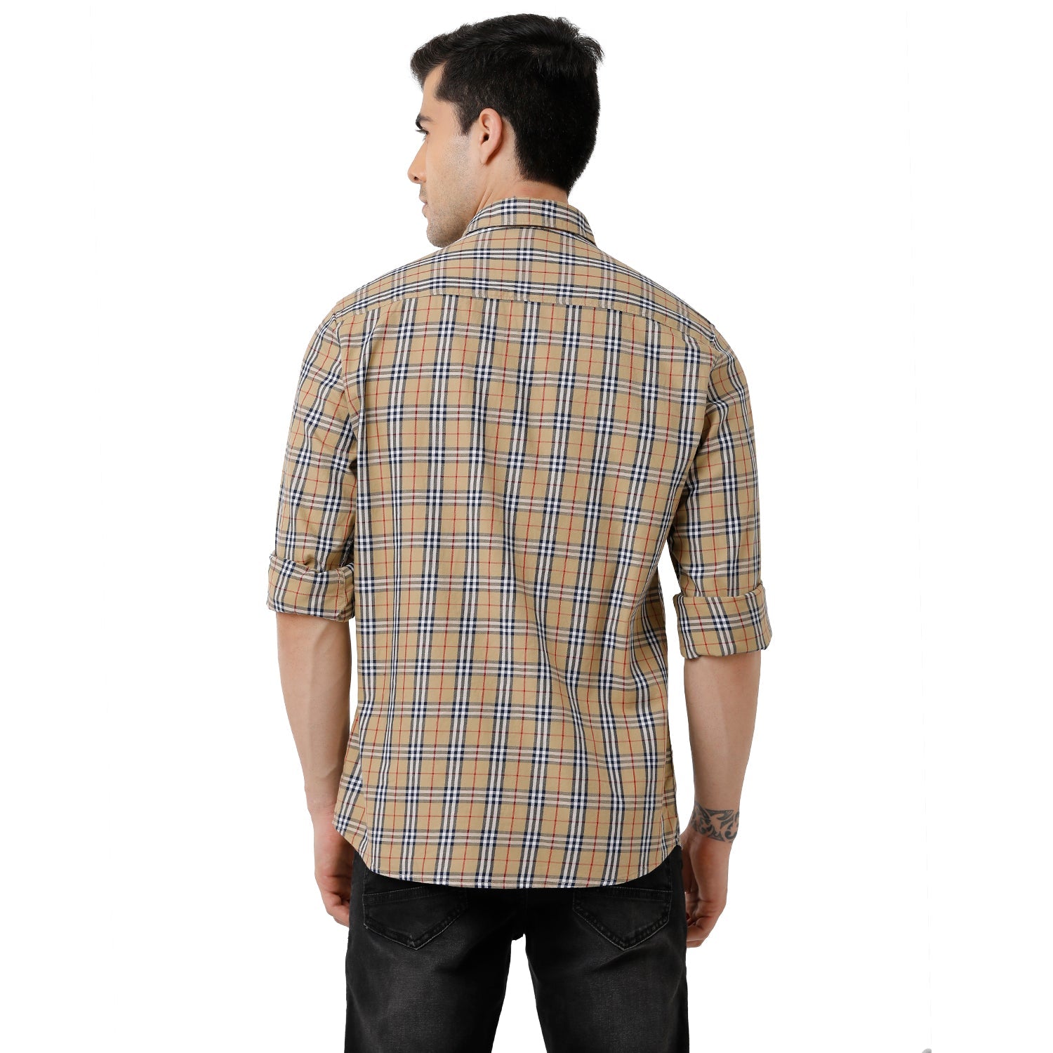 Classic Polo Mens Cotton Checked Slim Fit Full Sleeve Brown Color Shirt - SN1-121 B Shirts Classic Polo 