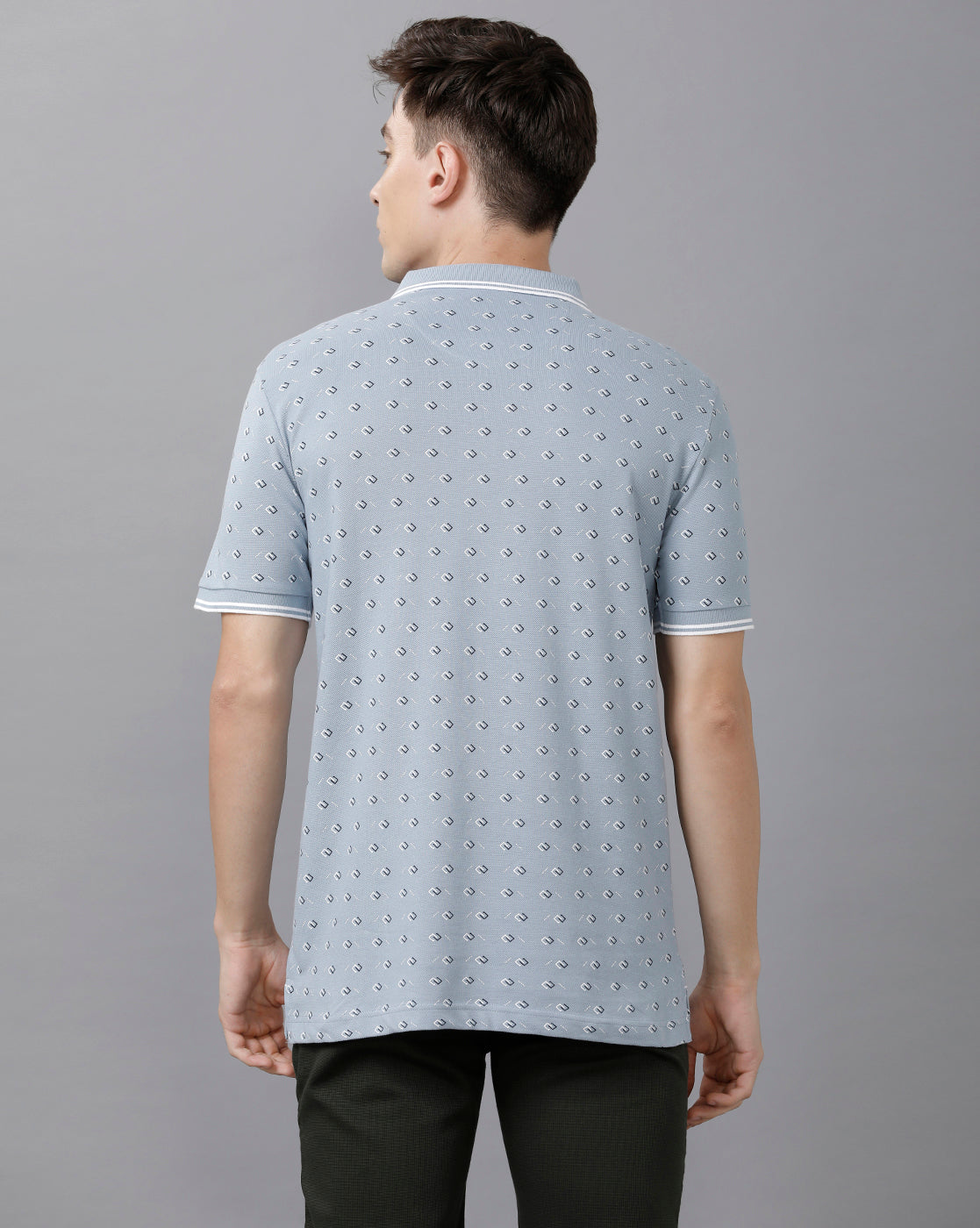 Classic Polo Mens Cotton Printed Half Sleeve Slim Fit Polo Neck Blue Color T-Shirt | Beau 183 B