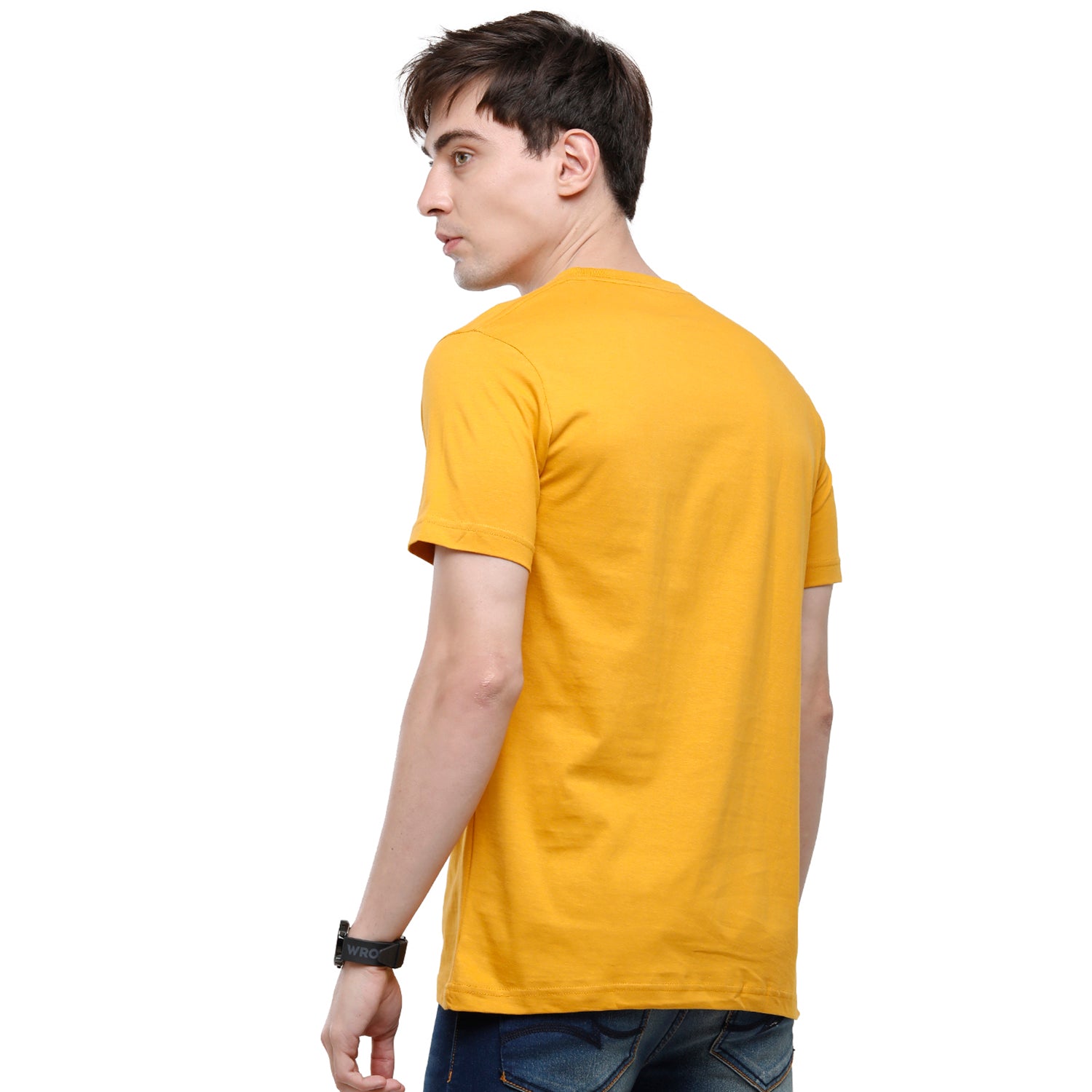 Classic Polo Men's Solid Single Jersey Orange Half Sleeve Slim Fit T-Shirt - Kore-05 T-shirt Classic Polo 