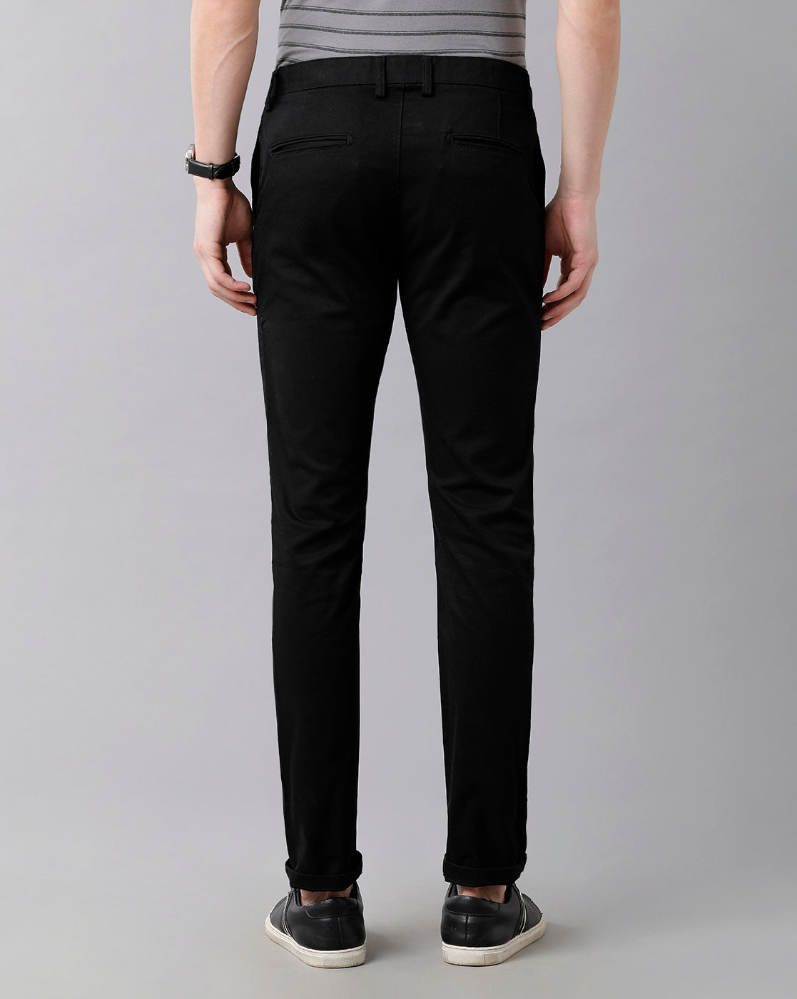 Classic Polo Men's Cotton Solid Slim Fit Black Color Trousers | Tn2-02 C