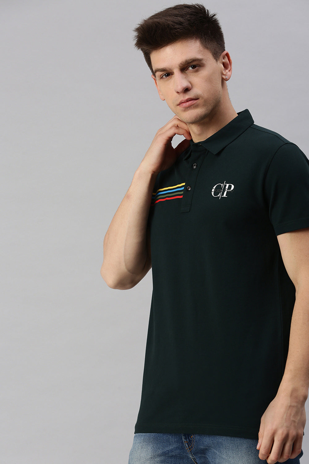 Classic Polo Men's Cotton Half Sleeve Printed Slim Fit Polo Neck Black Color T-Shirt | Unico - 98 B