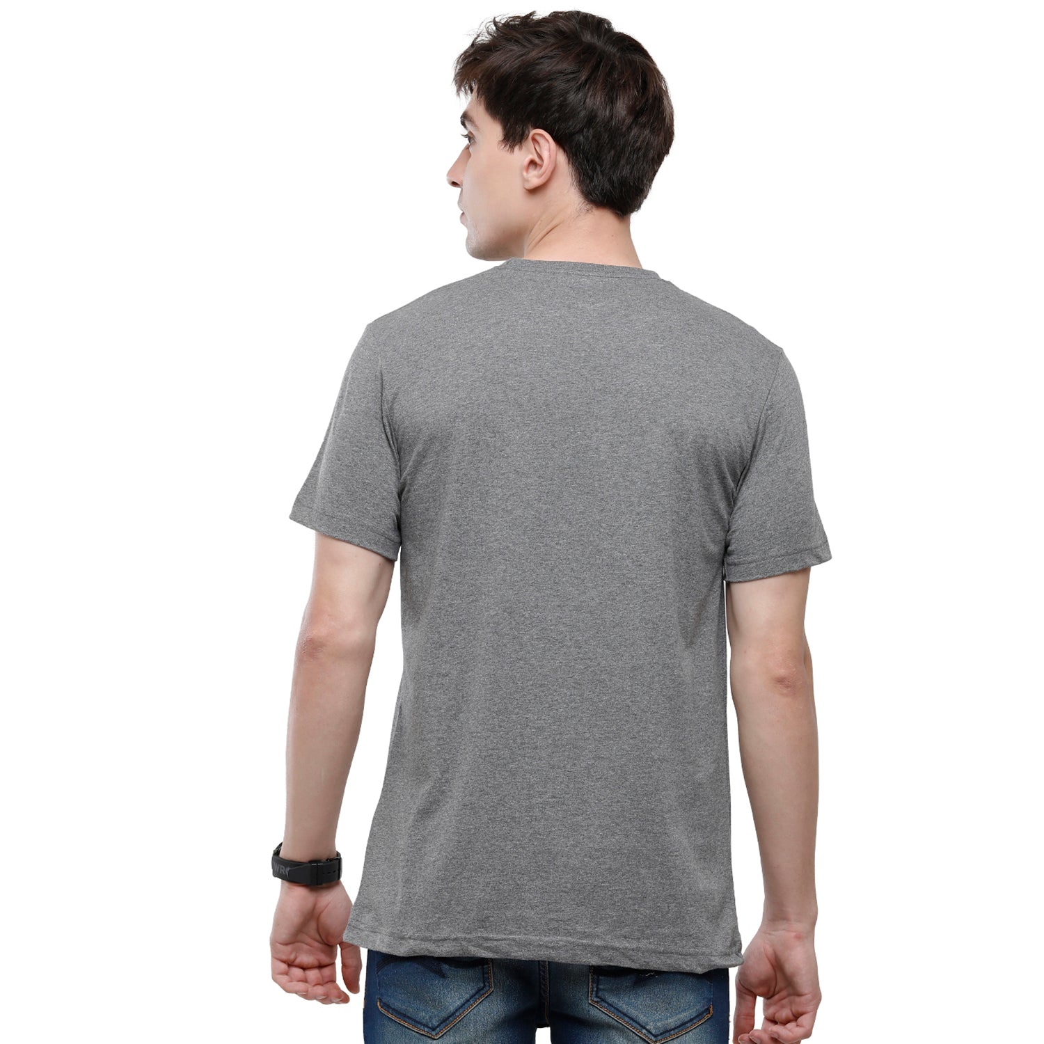 Classic Polo Men's Solid Single Jersey Grey Half Sleeve Slim Fit T-Shirt - Kore-12 T-shirt Classic Polo 