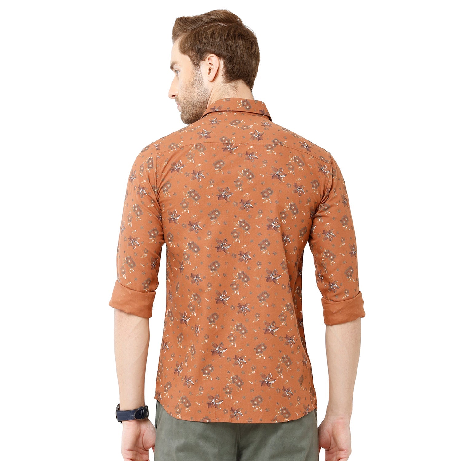 Classic Polo Bro Mens 100% Cotton Printed Full Sleeve Slim Fit Polo Neck Maroon Color Woven Shirt (SBN1-28 B-FS-PRT-BSL) Classic Polo 