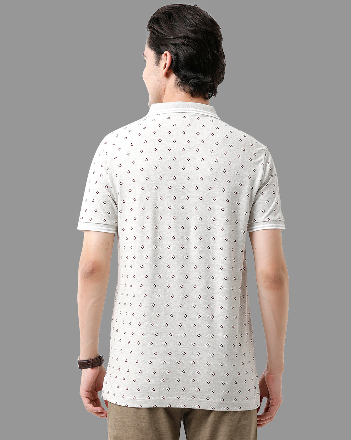 Classic Polo Mens Cotton Half Sleeve Printed Slim Fit Polo Neck Light Grey Color T-Shirt | Beau - 183 A