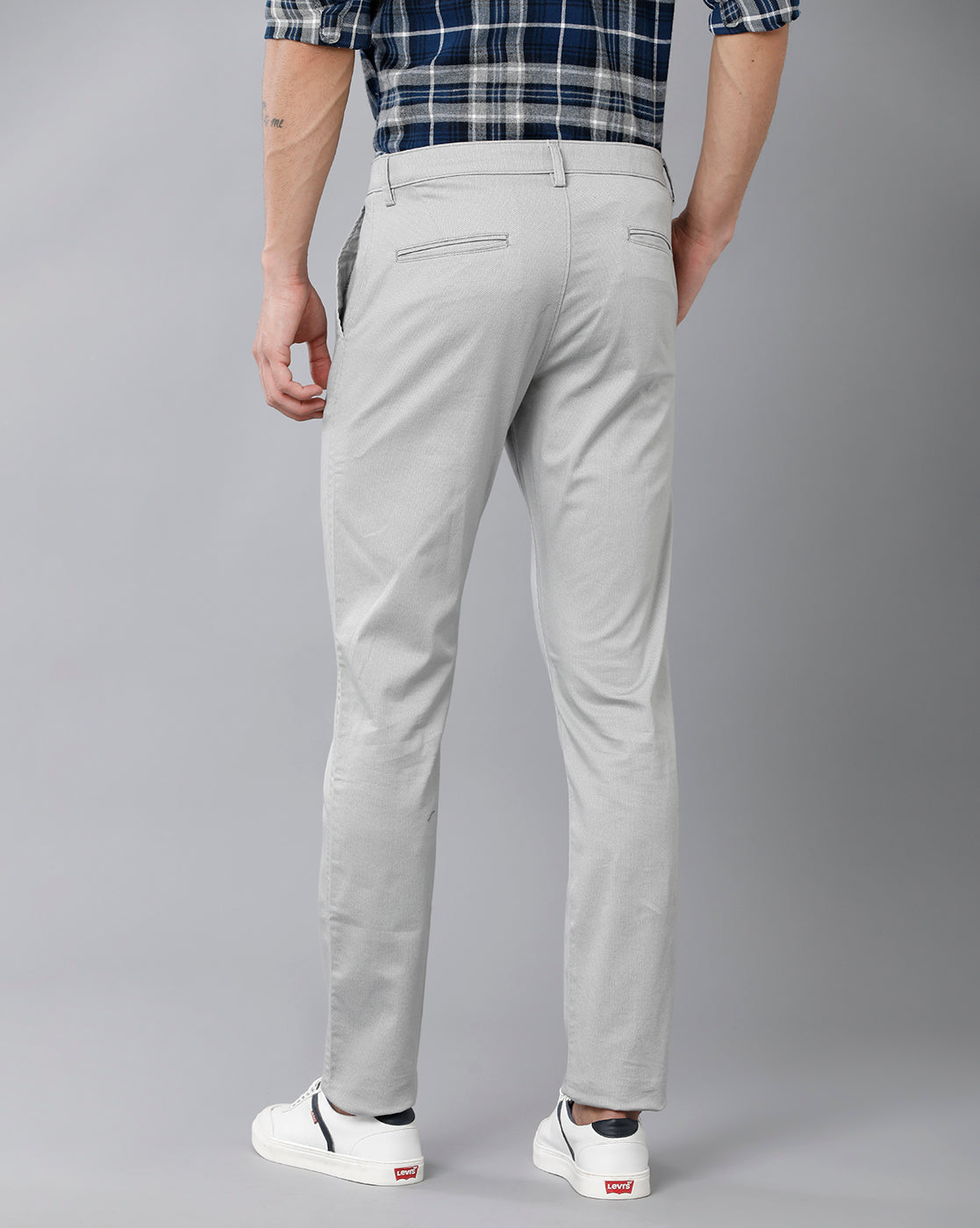 Classic Polo Men's 100% Cotton Moderate Fit Solid Ash Color Trouser | TO1-36 A-ASH