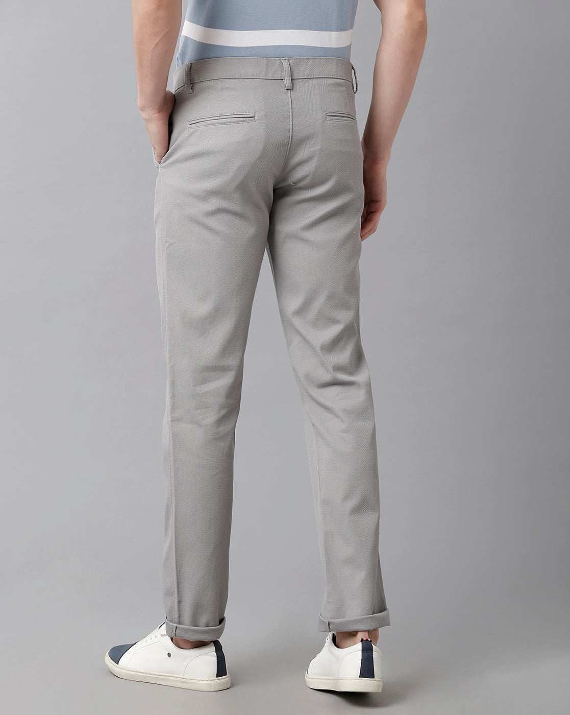 Classic Polo Men's Cotton Solid Slim Fit Blue Color Trousers | Tn2-08 A