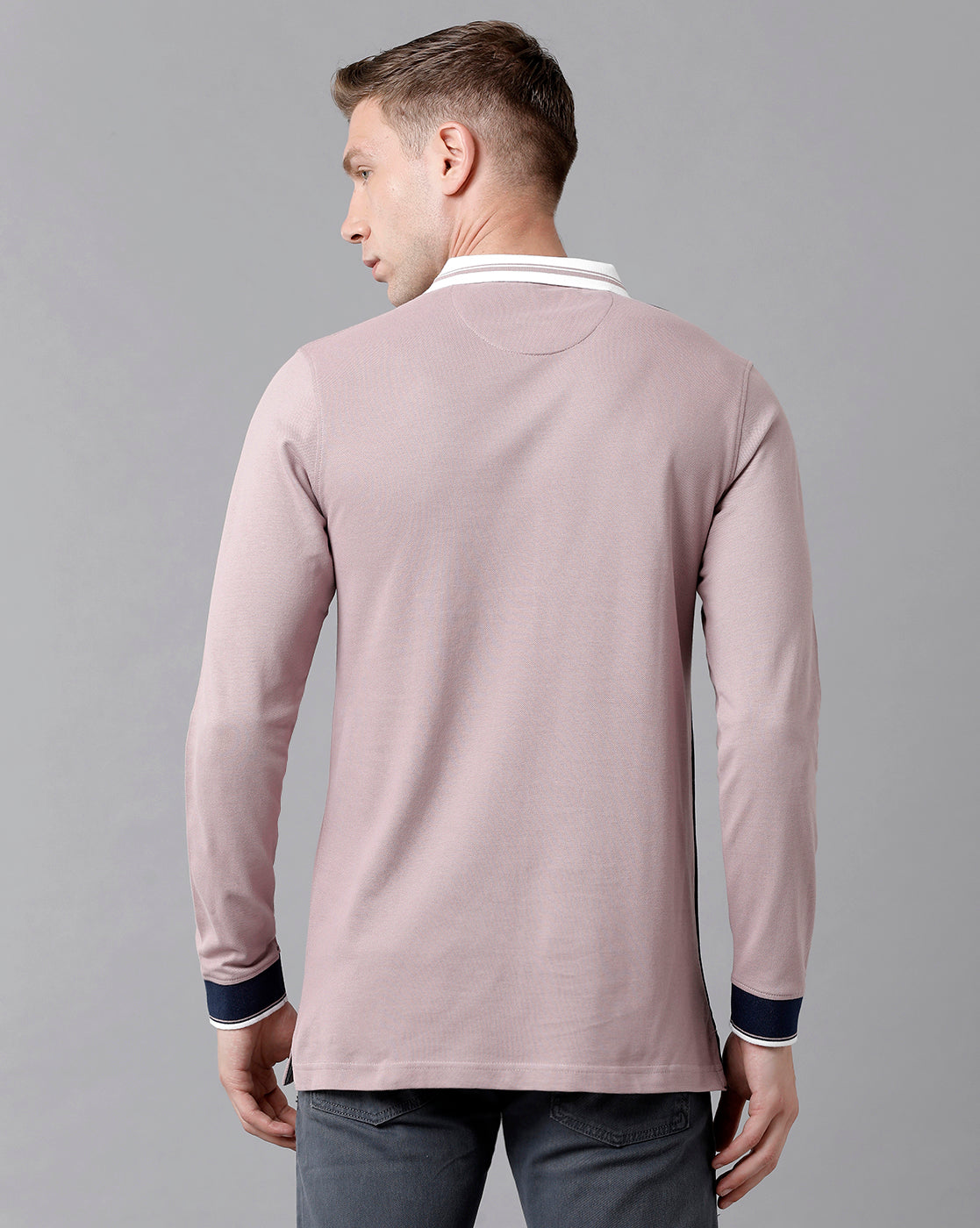 CP BRO Men's Cotton Color Block Full Sleeve Slim Fit Polo Neck Lavendar Color T-Shirt | Brp Fs - 331 B
