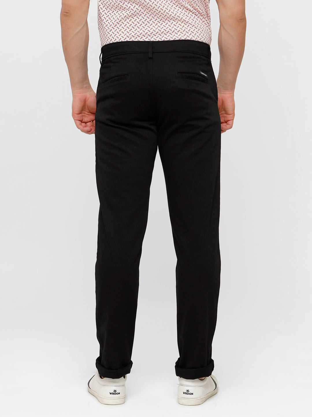Classic Polo Mens Solid Slim Fit Black Trousers - Eros Black