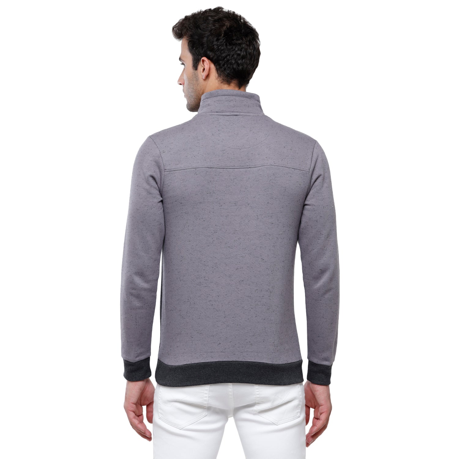 Classic Polo Men's Color Block Full Sleeve Grey H Neck Sweat Shirt - CPSS-324 B Sweat Shirts Classic Polo 