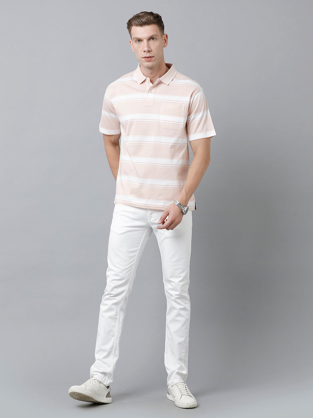 Classic Polo Men's Cotton Half Sleeve Striped Authentic Fit Polo Neck Multicolor Color T-Shirt | Ap - 86 B