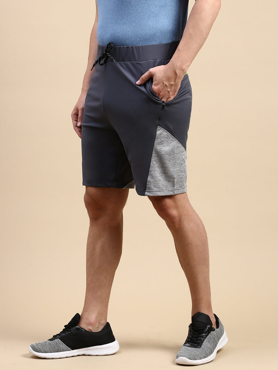 Classic Polo Men's Polyster Grey Slim Fit Active Wear Shorts