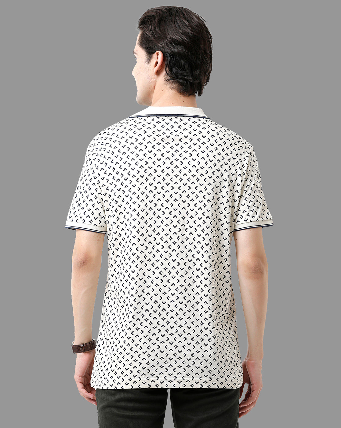 Classic Polo Mens Cotton Half Sleeve Printed Slim Fit Polo Neck Cream Color T-Shirt | Bello - 172 A