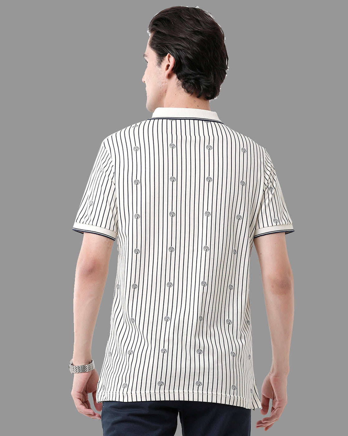 Classic Polo Mens Cotton Half Sleeve Printed Slim Fit Polo Neck Beige Color T-Shirt | Bello - 176 B