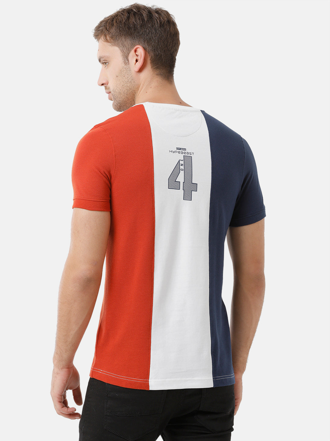 CP BRO Men's Cotton Half Sleeve Color Block Slim Fit Round Neck Multicolor T-Shirt | Brcn 464 A