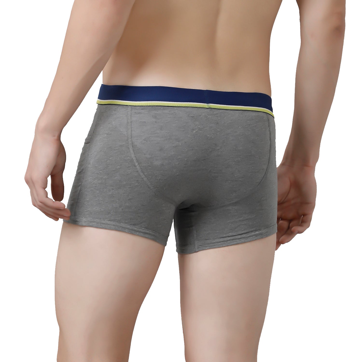 CP BRO Men's Solid Trunks with Exposed Waistband Value Pack - Blue & Grey (Pack of 2)