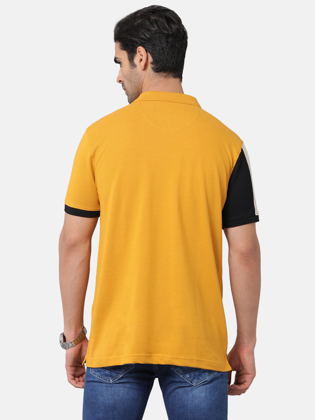 Classic Polo Mens Cotton Chest Print Slim Fit Half Sleeve Polo Neck Orange Color T-Shirt | Prm 686b
