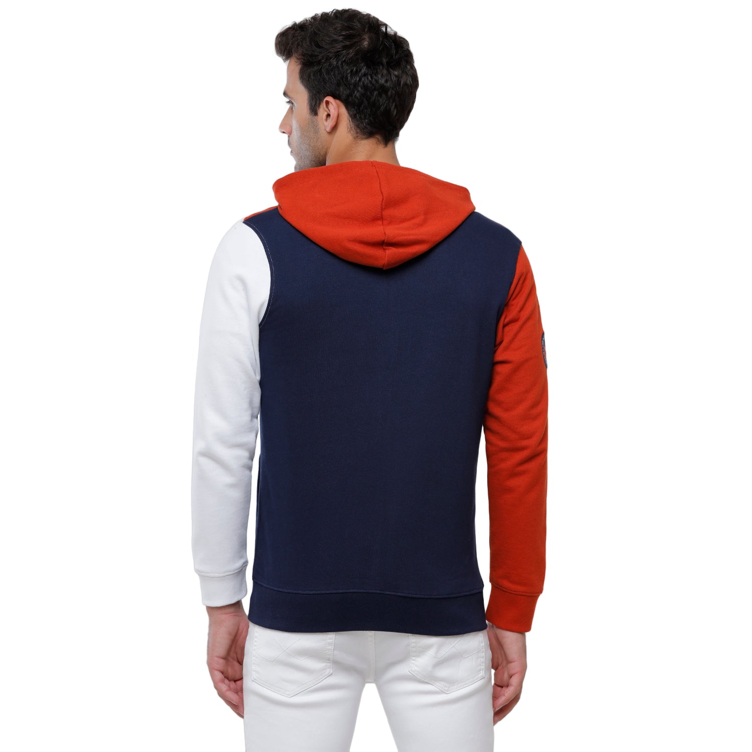 Classic Polo Men's Color Block Full Sleeve Red & Navy Hood Sweat Shirt - CPSS - 326 B Sweat Shirts Classic Polo 