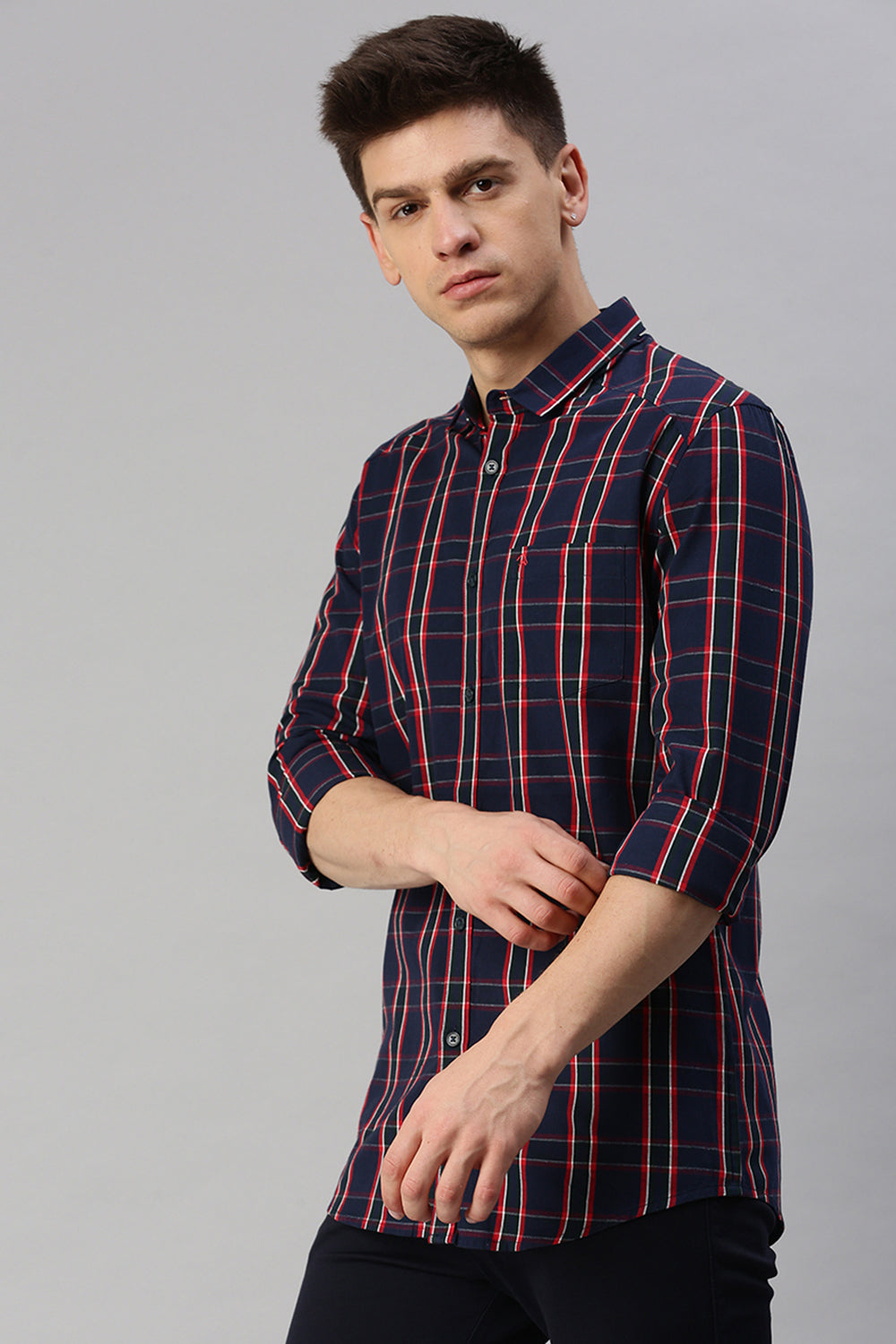CP BRO Men's Cotton Full Sleeve Checked Slim Fit Collar Neck Multicolor Woven Shirt | Sbo1-50 A