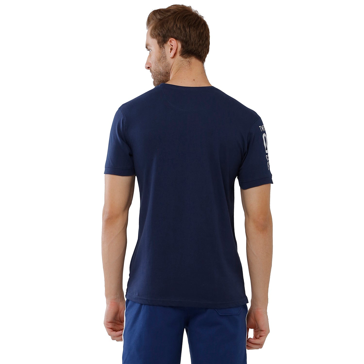 Classic Polo Mens Cotton Slim Fit Crew Neck Blue Color T-Shirt - Baleno 407 A T-shirt Classic Polo 