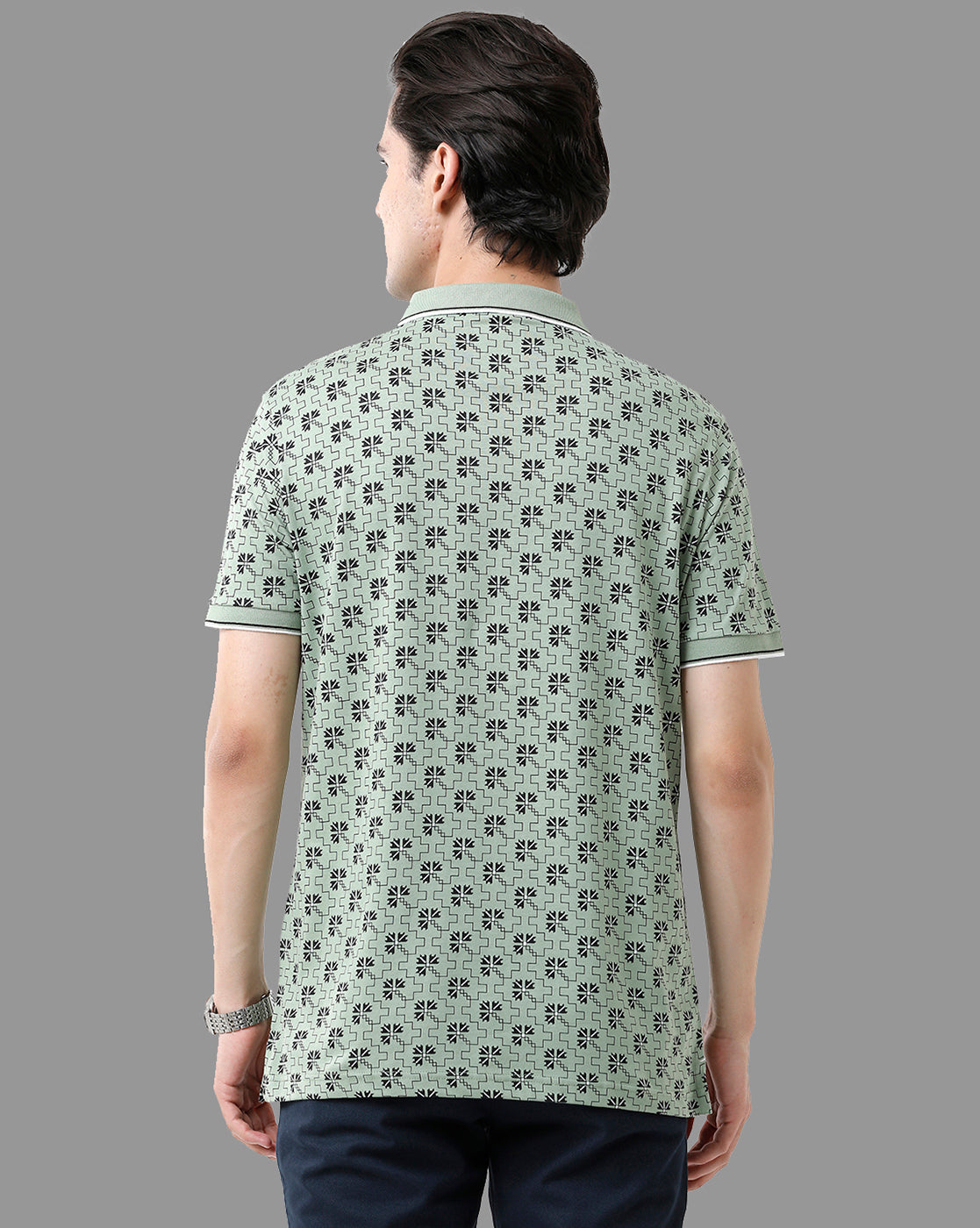 Classic Polo Mens Cotton Half Sleeve Printed Slim Fit Polo Neck Green Color T-Shirt | Bello - 175 A