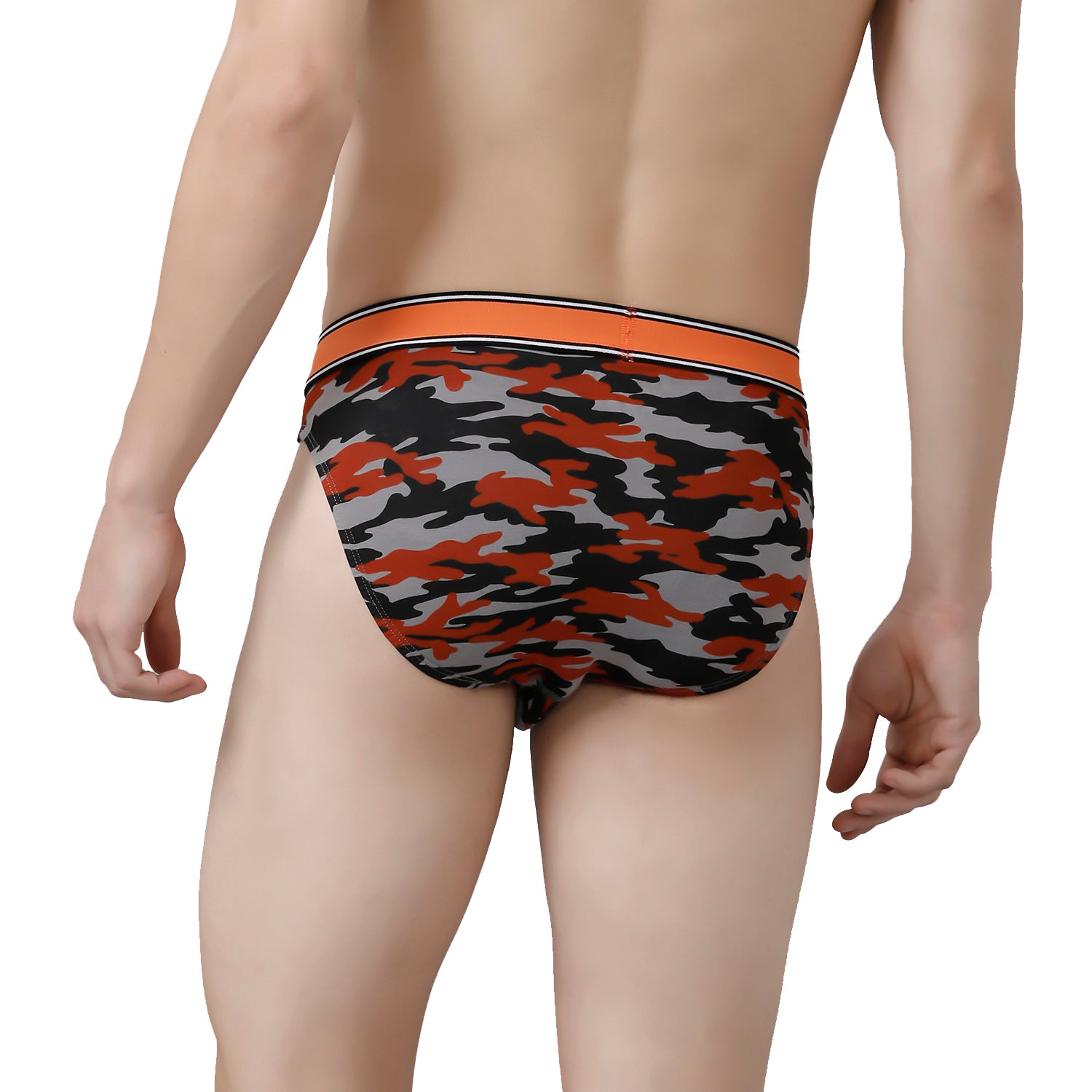 CP BRO Men's Printed Briefs with Exposed Waistband Value Pack - Orange (Pack of 2)