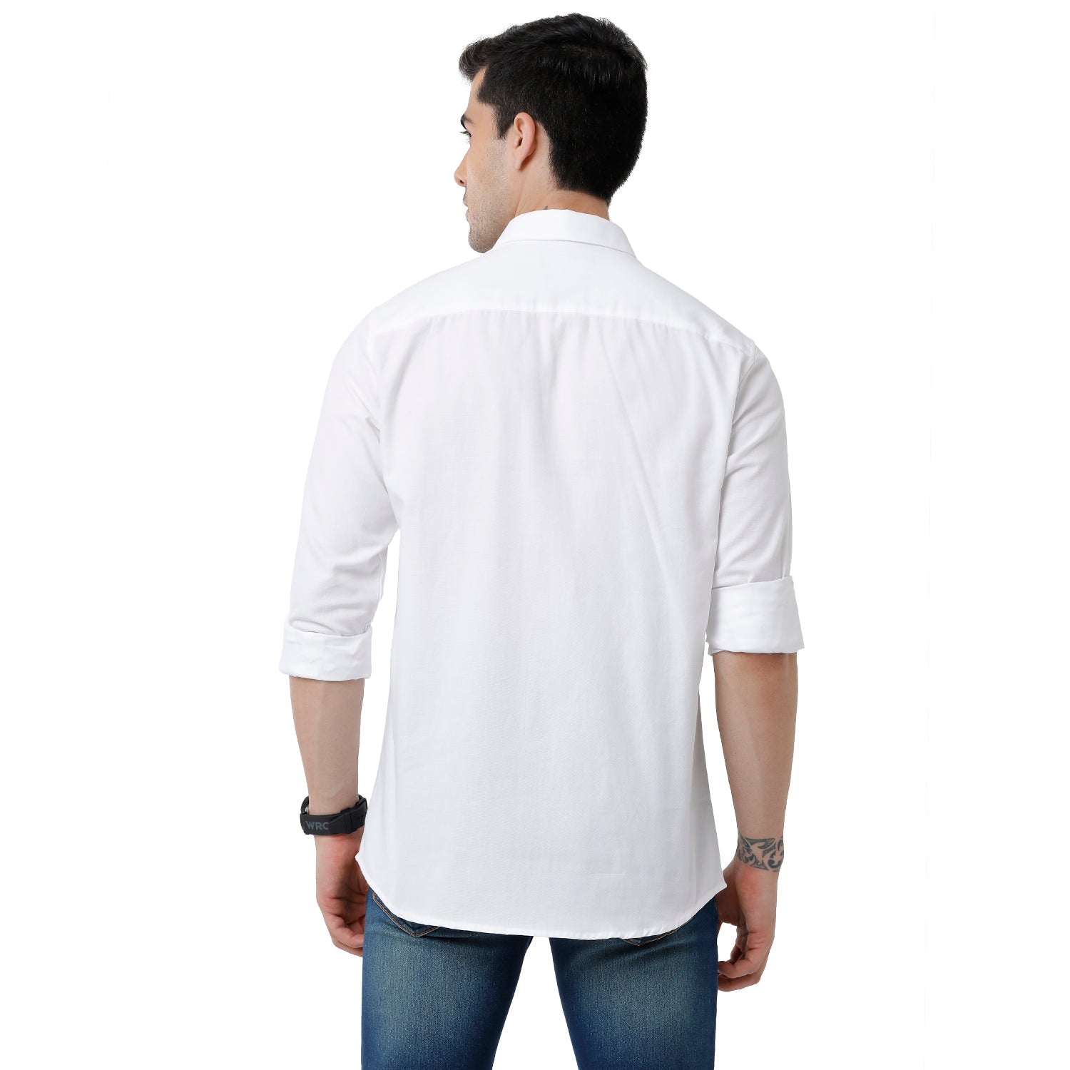 Classic Polo Mens 100% Cotton Solid Slim Fit Full Sleeve White Color Shirt - White-02 Shirts Classic Polo 