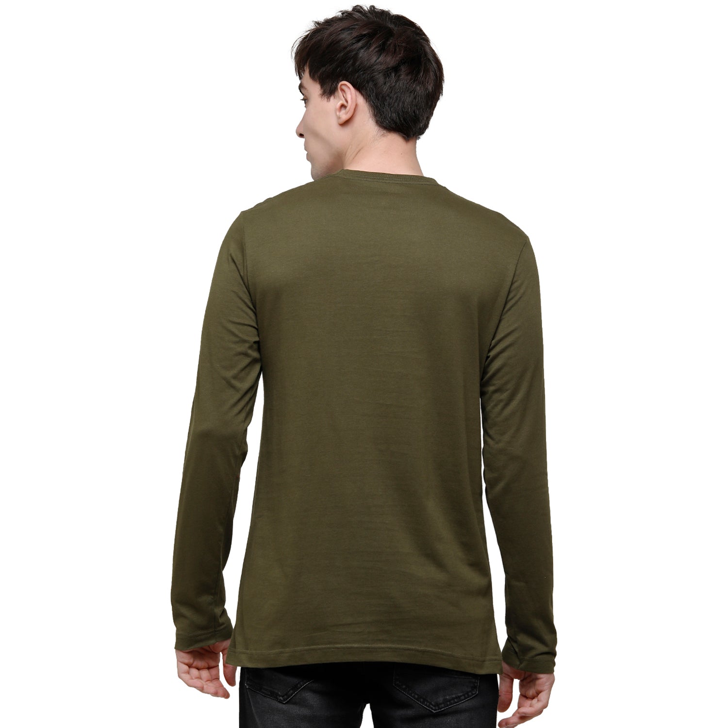 Classic polo Men's Green Single Jersey Crew Neck Full Sleeve Slim Fit T-Shirt - Comet 05 T-shirt Classic Polo 