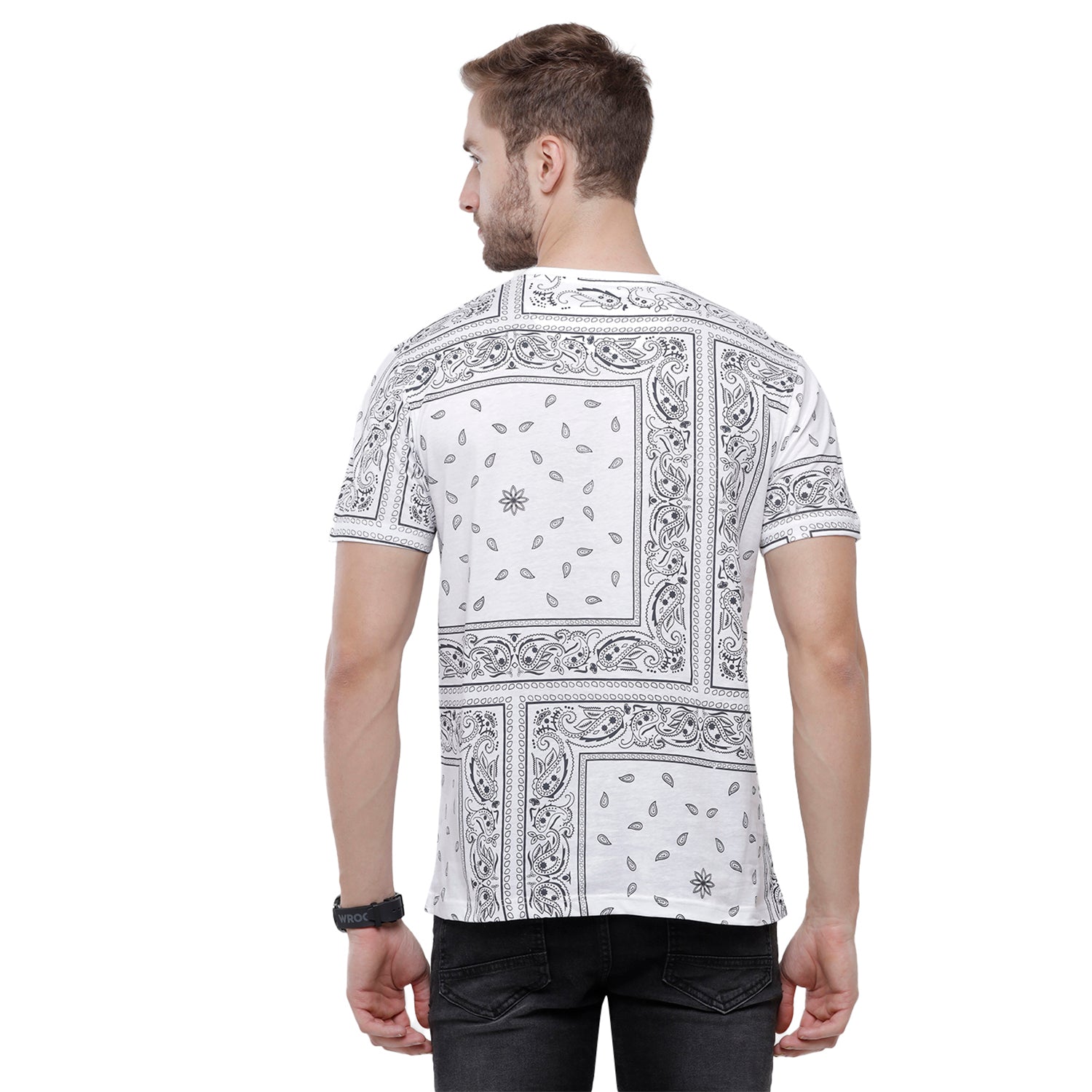 Swiss Club Mens White Printed Slim Fit Half Sleeve Round Neck T-Shirt (CUB - 53 B SF C) T-shirt Swiss Club 