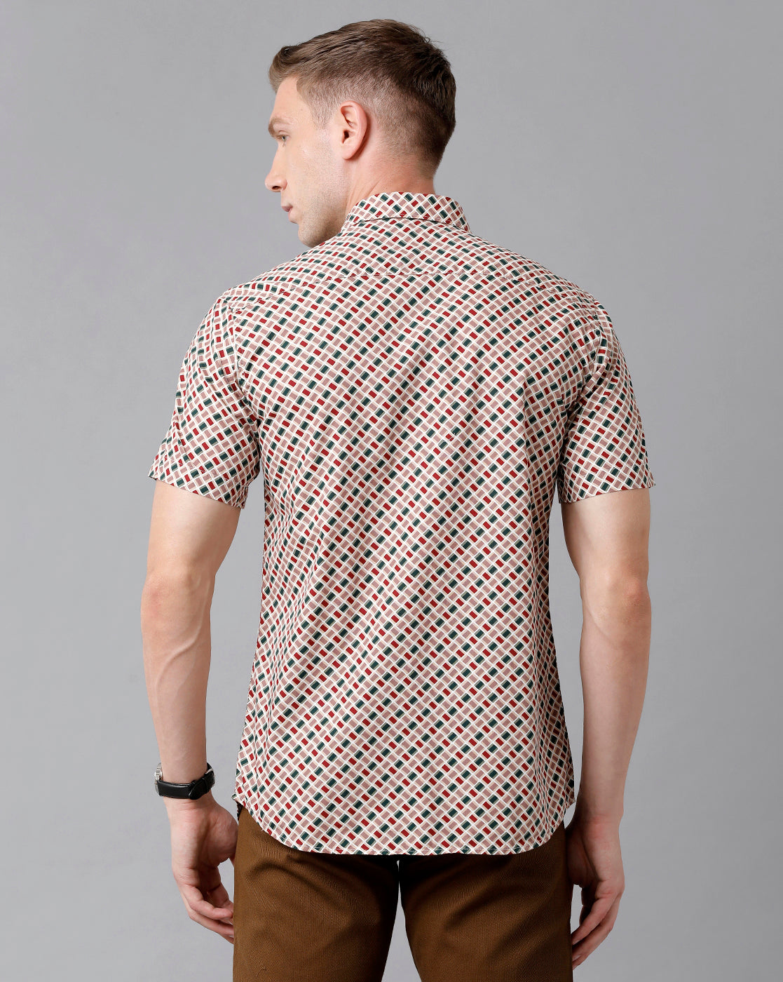 Classic Polo Men's Cotton Printed Half Sleeve Slim Fit Polo Neck Multicolor Woven Shirt | Sfd2- 25