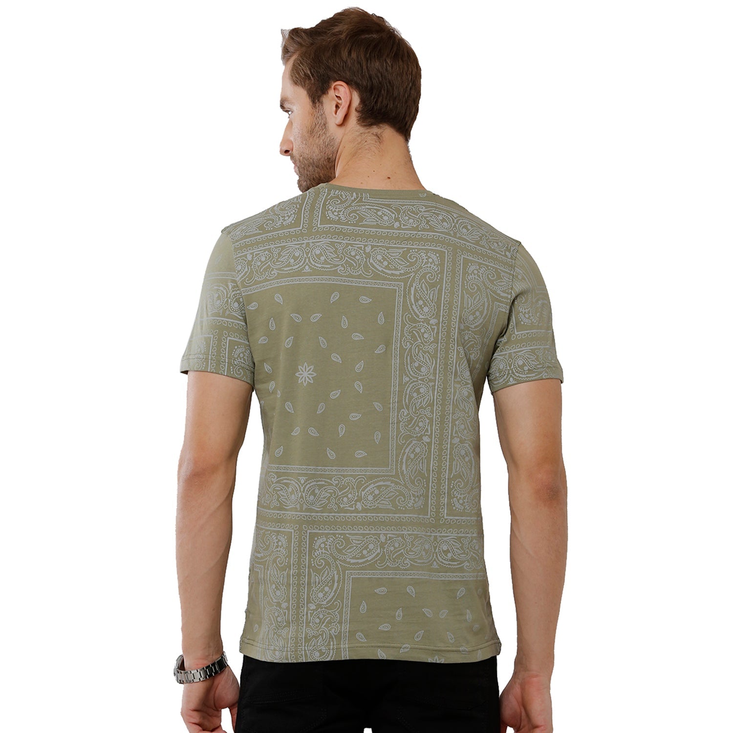 Classic Polo Bro Mens 100% Cotton Printed Half Sleeve Slim Fit Crew Neck Green Color T-Shirt (BRCN - 473 A SF C) Classic Polo 