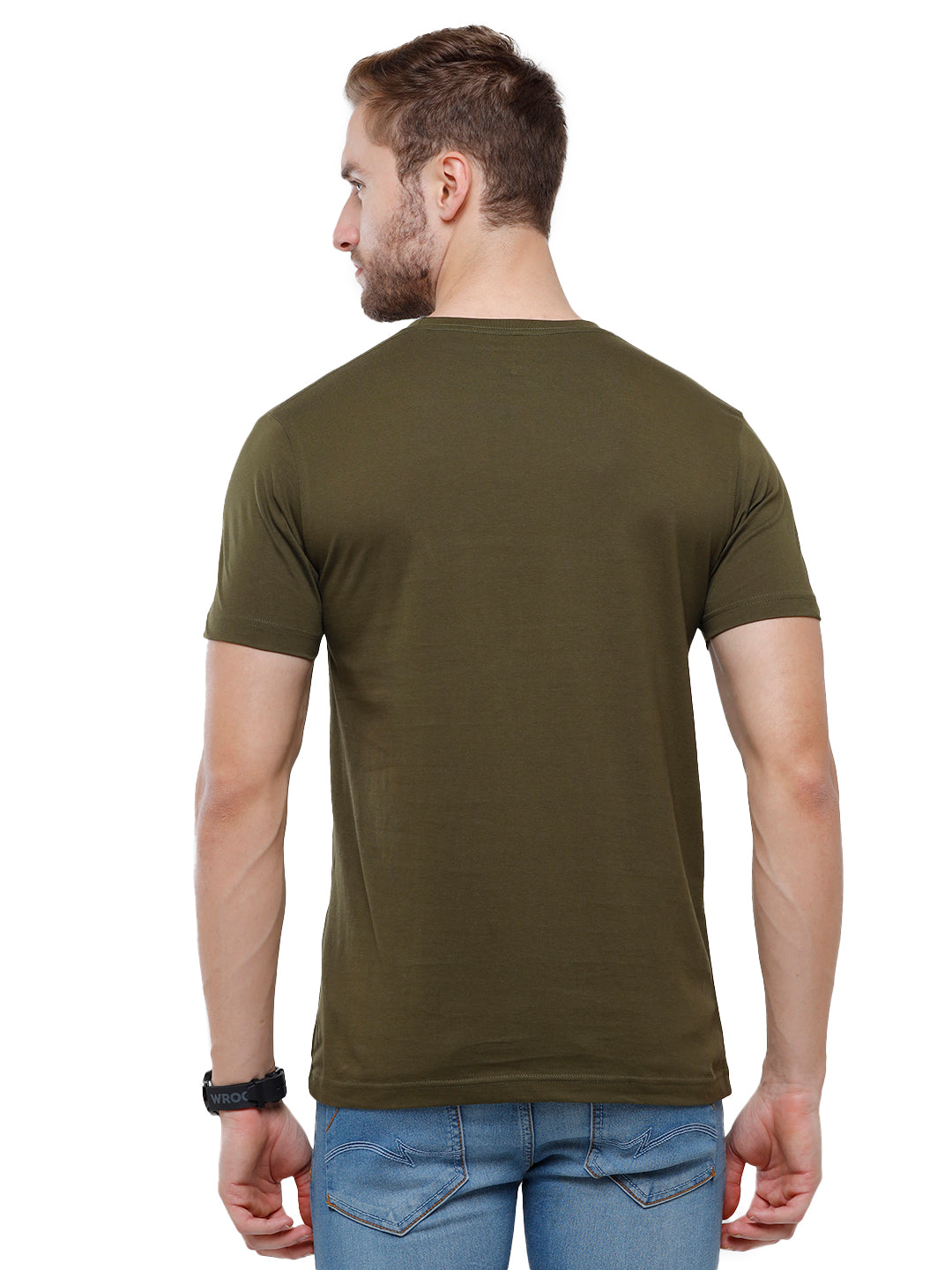 Classic Polo Men's Solid Single Jersey GreenHalf Sleeve Slim Fit T-Shirt - Kore-07 T-shirt Classic Polo 