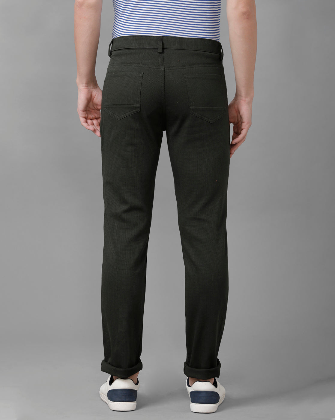 CP BRO Men's Cotton Solid Slim Fit Olive Color Trousers | Tbn2 14 C