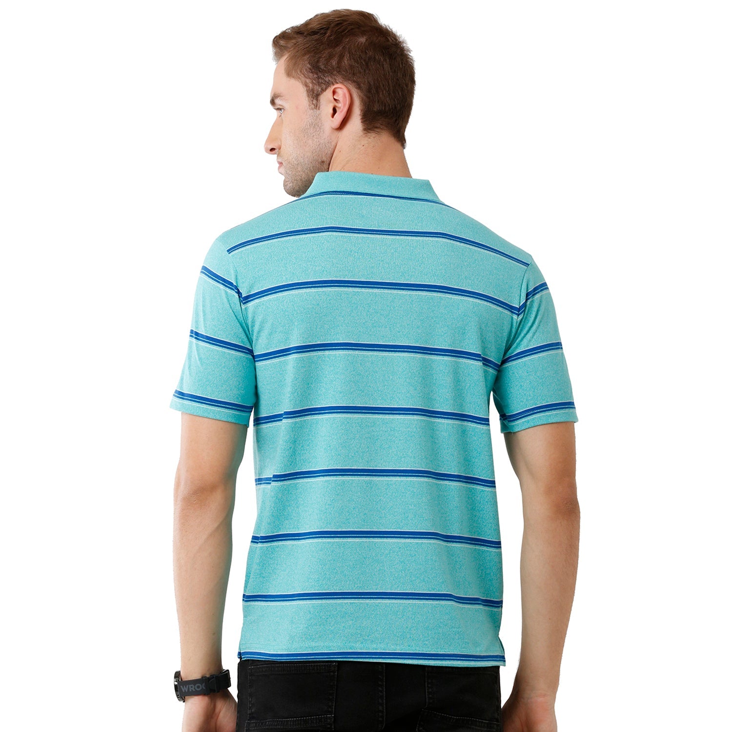 Classic Polo Mens Cotton Striped Authentic Fit Polo Neck Green Color T-Shirt - Avon 474 A T-shirt Classic Polo 
